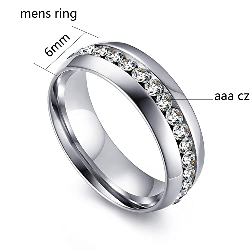 Matching His-and-Hers Wedding Rings with CZ Stones and Titanium Bands for Couples
