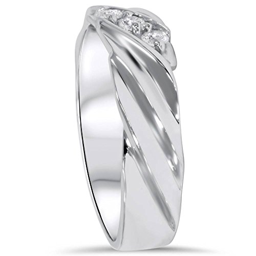 POMPEII3 Three Stone Diamond 14K White Gold Wedding Ring