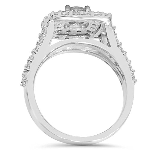 Women's White Gold Diamond Wedding Set with 2 Ct T.W. Cushion Halo Ring and Matching Band
