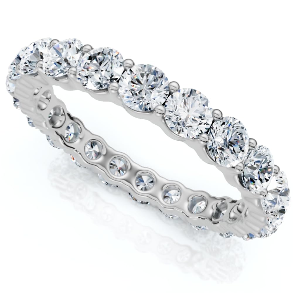 2 CTW Natural Diamond Eternity Ring in 14k White Gold for Women's Anniversaries and Weddings