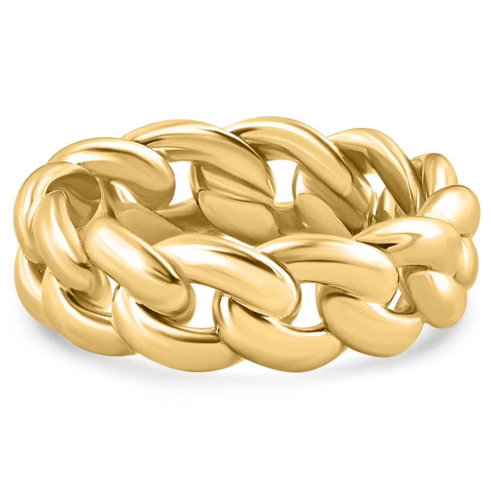 Gold Cuban Link Ring for Men