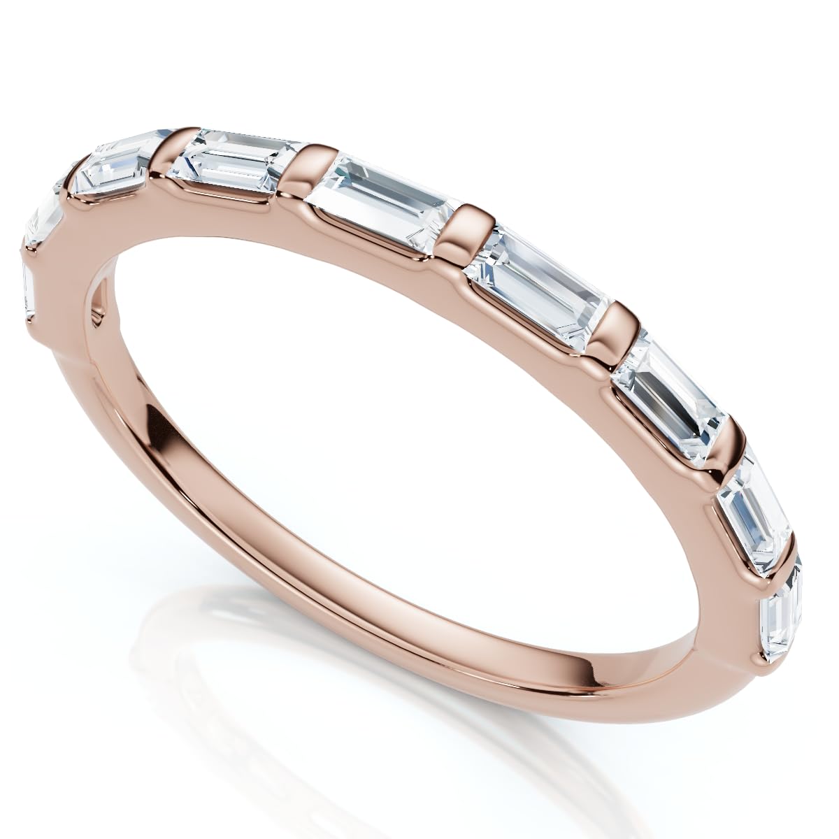 Pompeii 1.5ct Baguette Lab Diamond Stackable Ring 14k Gold or Platinum Size 8.5