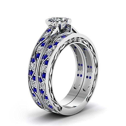 His and Hers Wedding Ring Set: White Gold Filled Women's Ring and Tungsten Carbide Men's Band