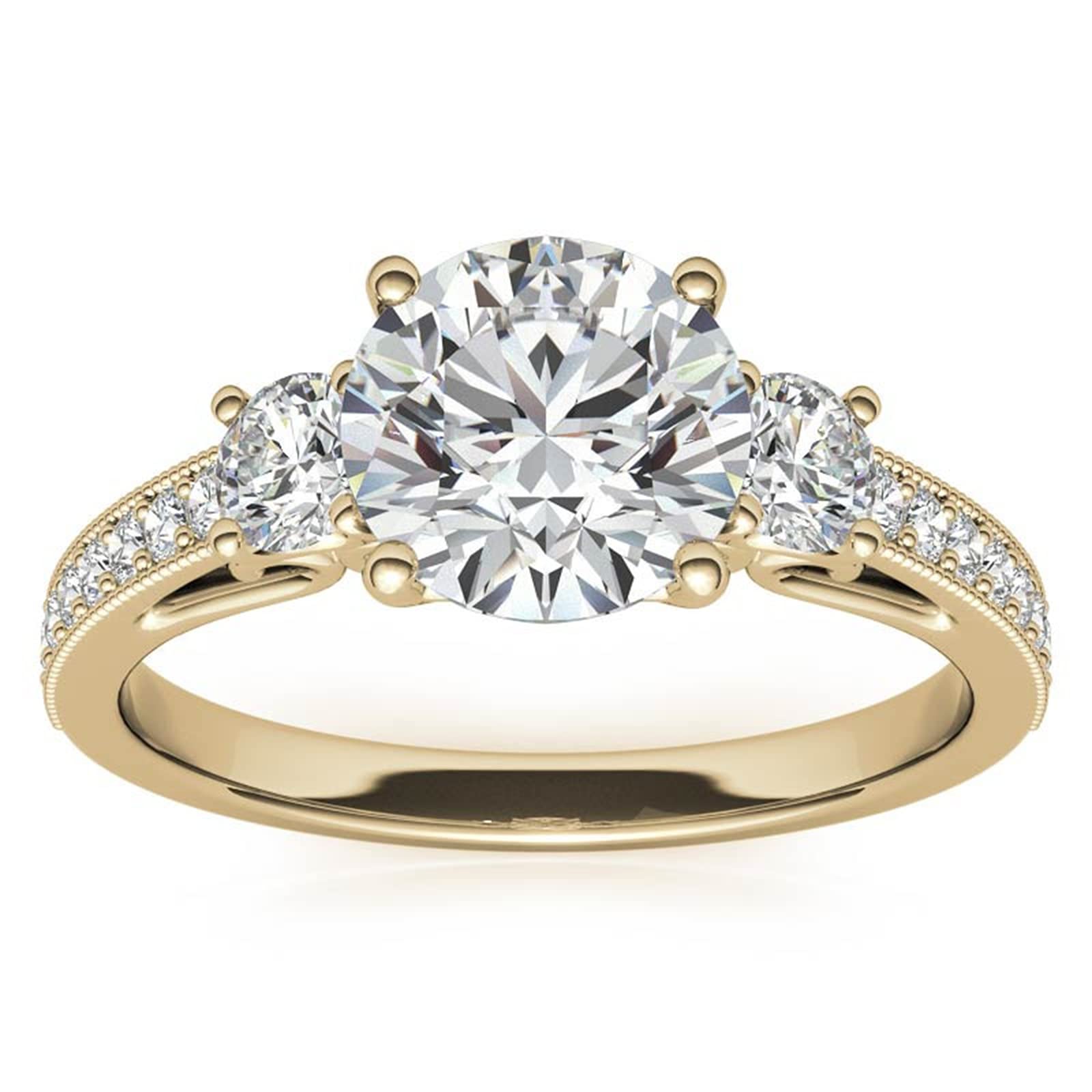 1 1/2 Carat Round Moissanite Engagement Ring for Women