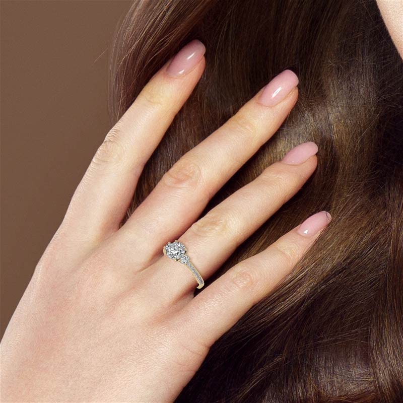 1 1/2 Carat Round Moissanite Engagement Ring for Women