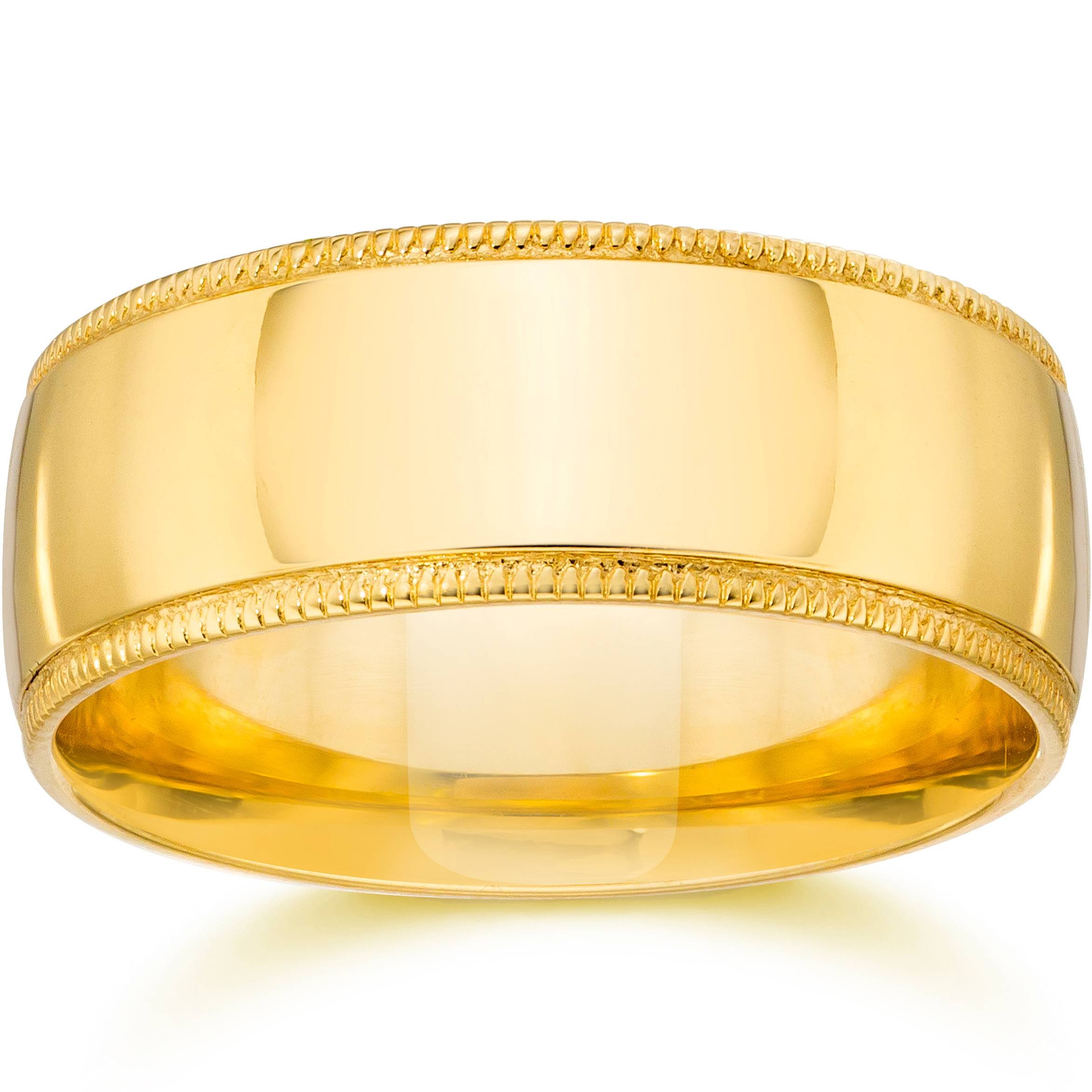 Pompeii 9mm Wide Milgrain 14K Yellow Gold Wedding Band